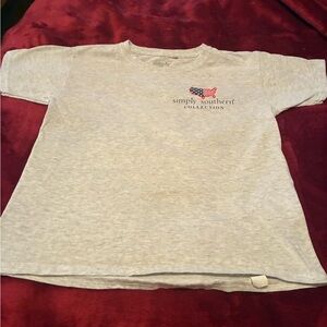Simply Southern Kids Light Gray Tee with Flag Detail